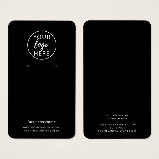 Simple Custom Business Logo Earring Display Card (Front & Back)