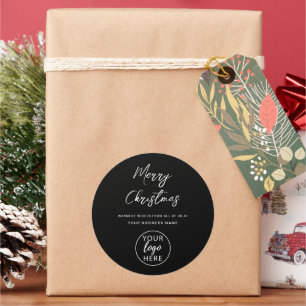 Simple Custom Business Logo Merry Christmas Classic Round Sticker