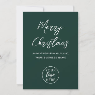 Simple Custom Business Logo Merry Christmas Holiday Card