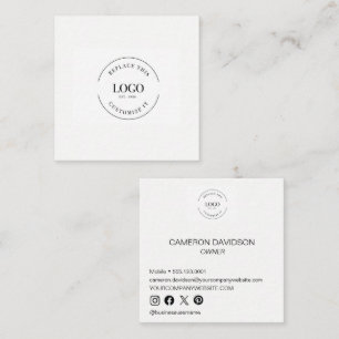Simple custom Business logo Name title and social  Square Business Card