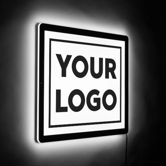 Simple Custom Business Logo on White LED Sign (Angle)