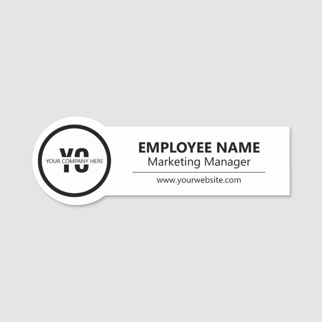 Simple Custom Business Logo Personalized Monogram Name Tag (Front)