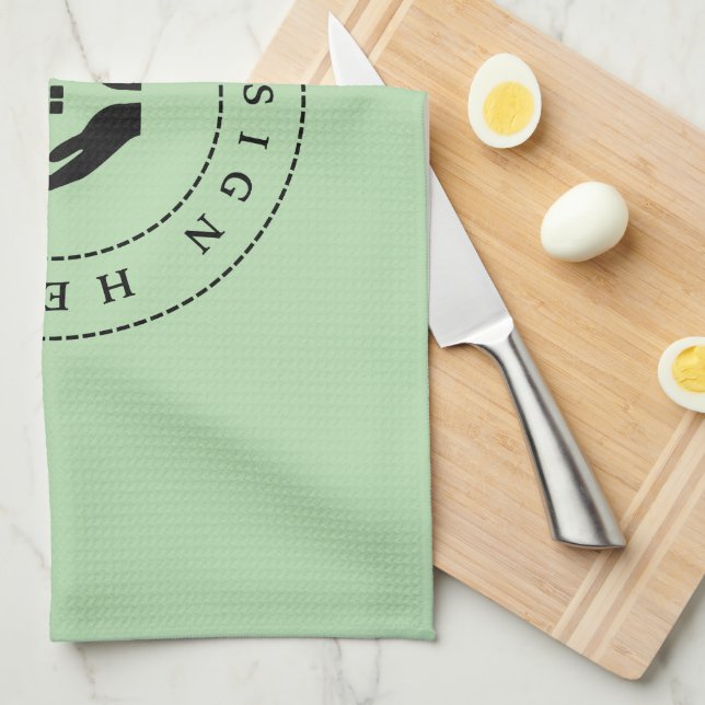 Simple Custom Business Logo & Promo Text Kitchen Towel (Quarter Fold)