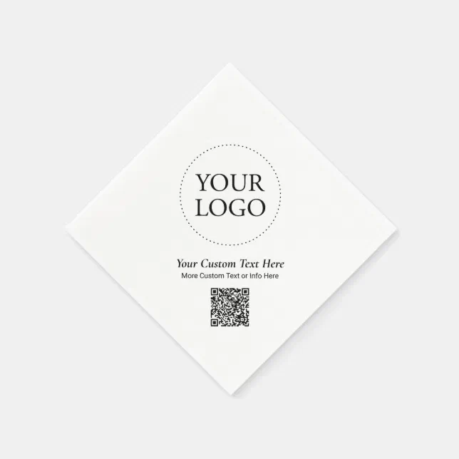 Simple Custom Business Logo QR Code Promotional Napkins | Zazzle
