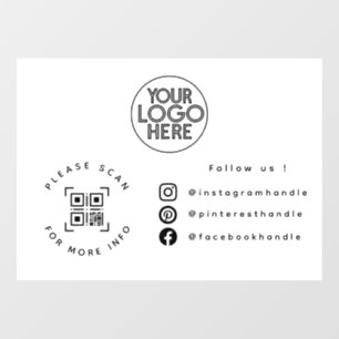 Simple Custom Business Logo QR Code Social Media Window Cling