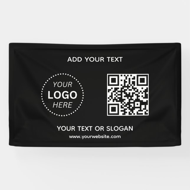 Simple Custom Business Logo QR Code & Website Banner (Horizontal)
