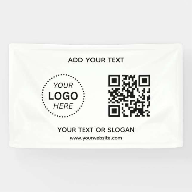 Simple Custom Business Logo QR Code & Website Banner (Horizontal)