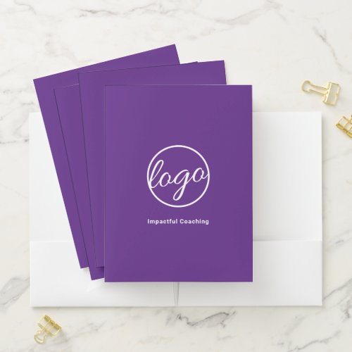 Simple Custom Business Logo Royal Purple Pocket Folder