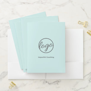 Simple Custom Business Logo Turquoise Pocket Folder