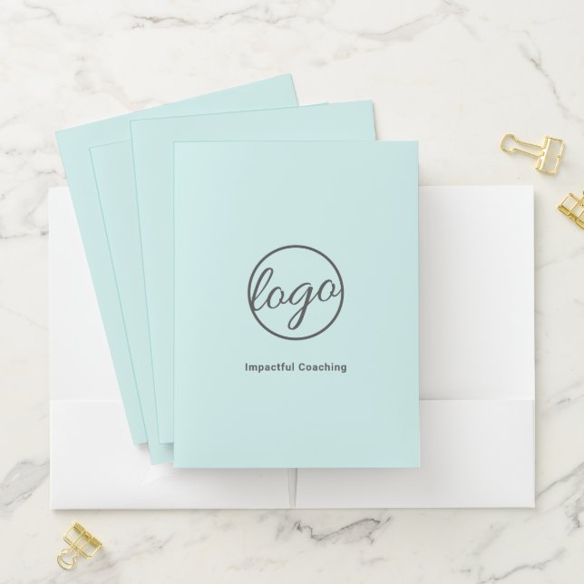 Simple Custom Business Logo Turquoise Pocket Folder (In Situ)