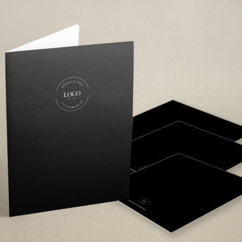 Simple Custom Business Logo website on black Pocket Folder