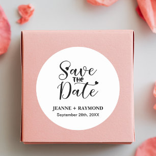 Simple Custom Calligraphy Wedding Save the Date Classic Round Sticker