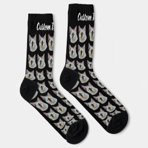 Simple Custom Cat Pet Photo Personalized Text Sock