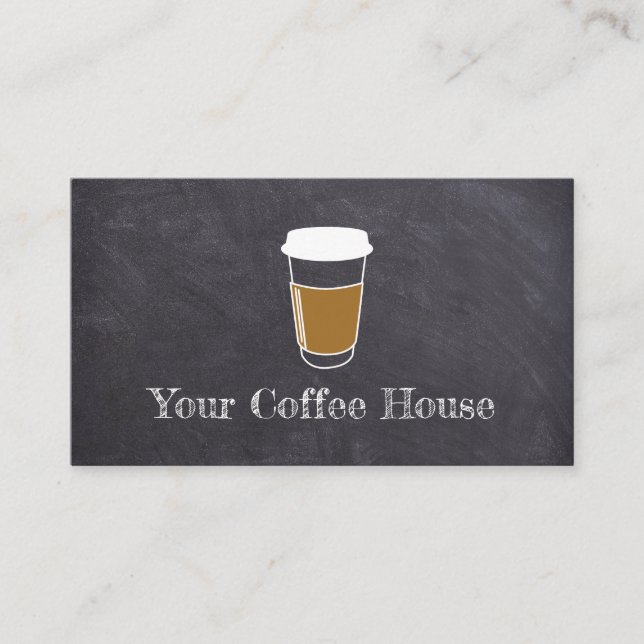 Simple Custom Chalkboard Coffee Cup Cafe Shop Business Card (Front)