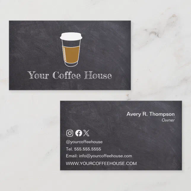 Simple Custom Chalkboard Coffee Cup Cafe Shop Loyalty Card | Zazzle