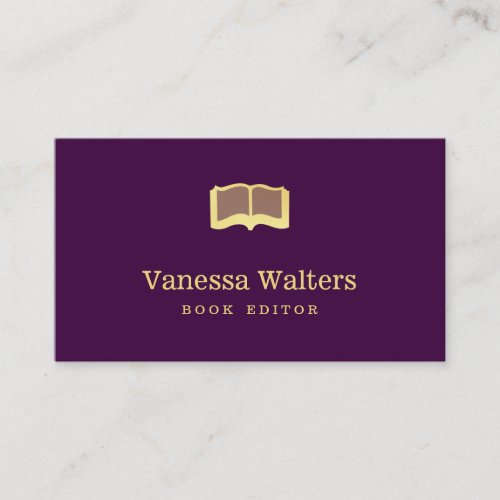 Simple Custom Color Book Editor Elegant Gold Book Business Card