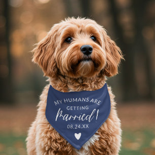 Simple Custom Color Dog Wedding Save the Date Pet Bandana Collar