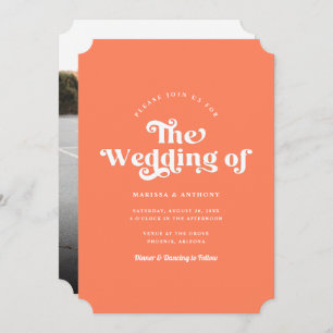 Simple Custom Color Modern Retro Photo Wedding  Invitation