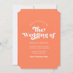 Simple Custom Color Modern Retro Wedding QR Code  Invitation