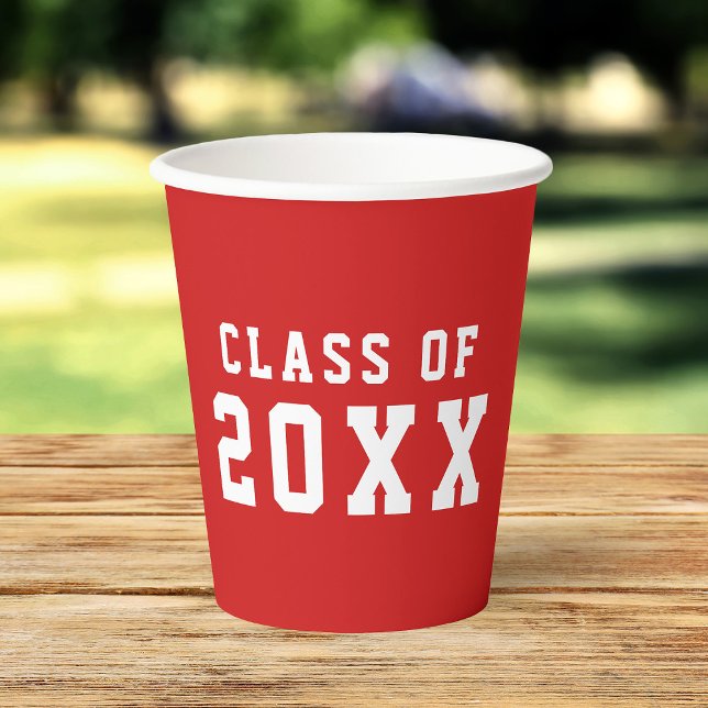 Simple Custom Color Varsity Graduating Class Year  Paper Cups (Creator Uploaded)