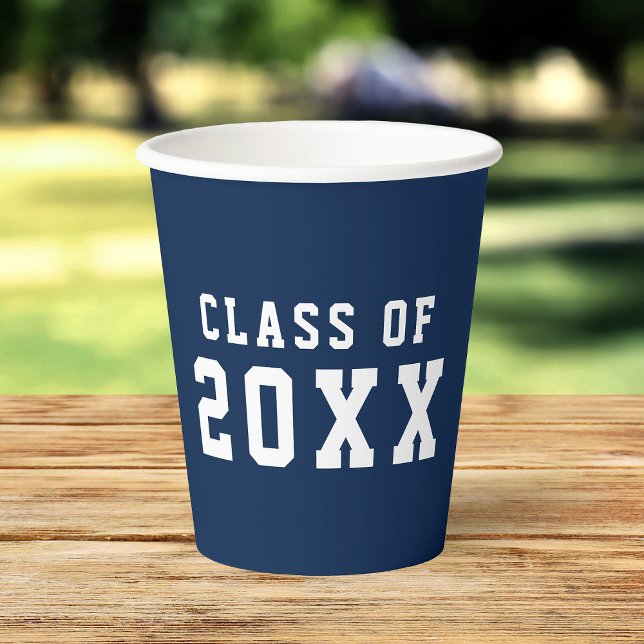 Simple Custom Color Varsity Graduating Class Year  Paper Cups (Creator Uploaded)