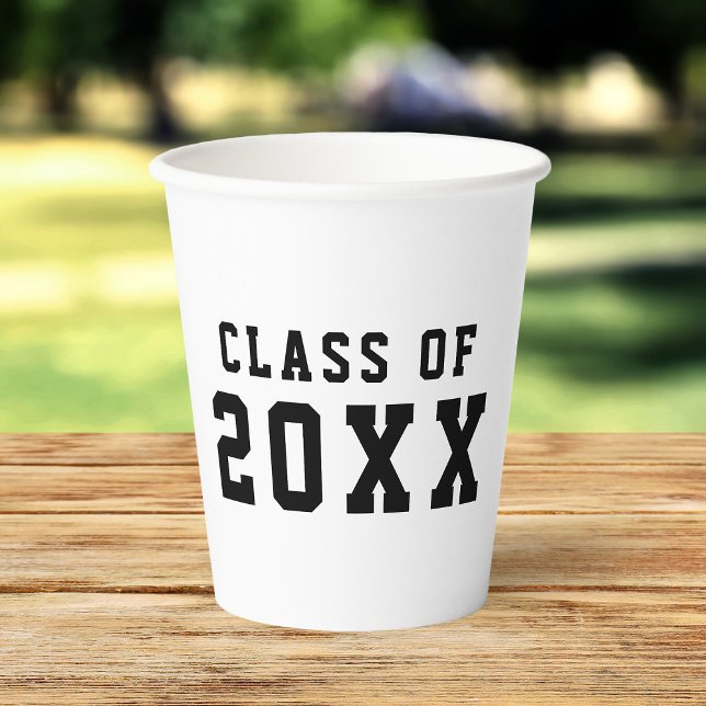 Simple Custom Color Varsity Graduating Class Year Paper Cups (Creator Uploaded)