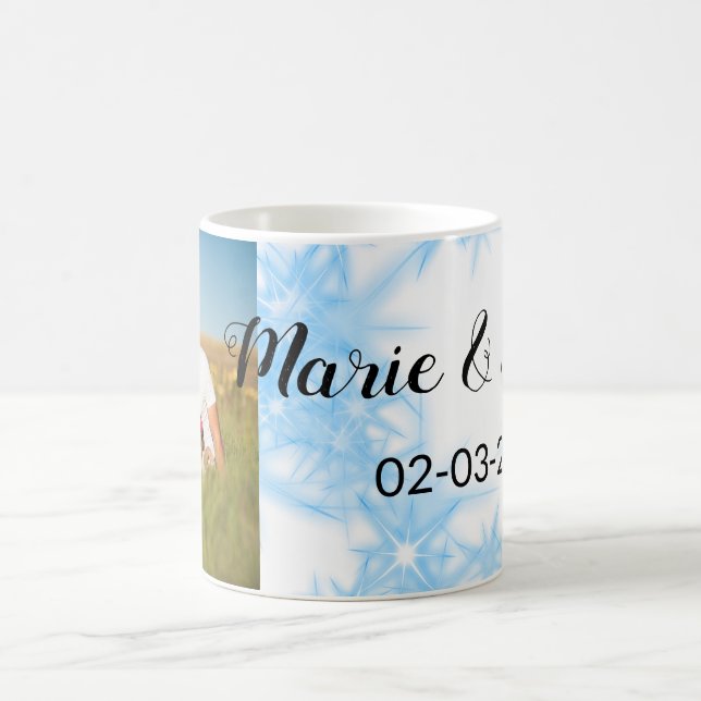 simple custom colorful blue sparkle glitter throw  coffee mug (Center)