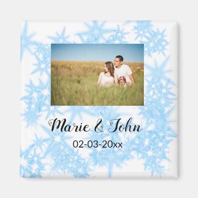 simple custom colorful blue sparkle glitter throw  magnet (Front)