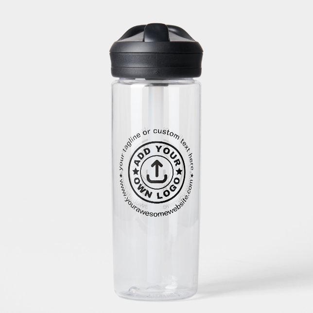 Simple Custom Company Business Logo Text Website Water Bottle (Front)