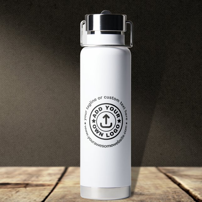 Simple Custom Company Business Logo Website Text  Water Bottle (Creator Uploaded)