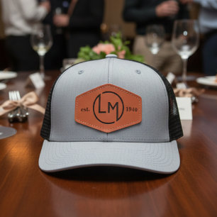 Simple Custom Company Logo Established Date Merch Leather Patch Hat