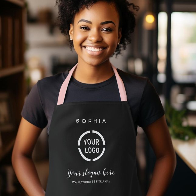 Simple Custom Company Logo personalized black Apron (Simple Custom Company Logo personalized Apron)