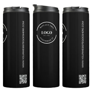 Simple Custom Company Logo QR code website Thermal Tumbler