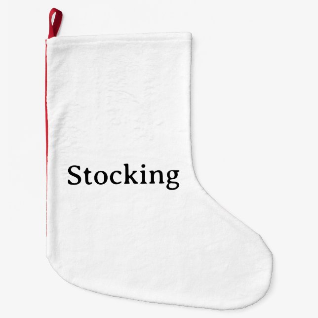Simple Custom Coral Fleece Red Back Panel  Large Christmas Stocking (Front)