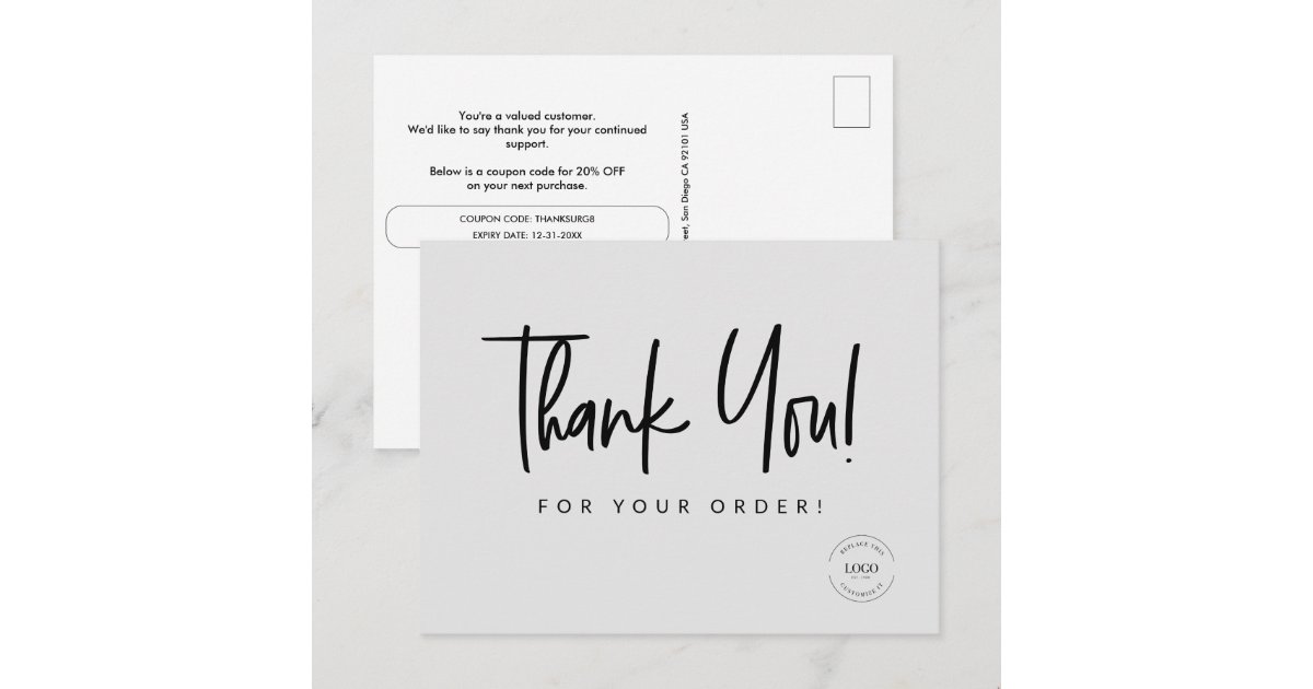 Simple Custom Coupon code Business Logo Postcard | Zazzle