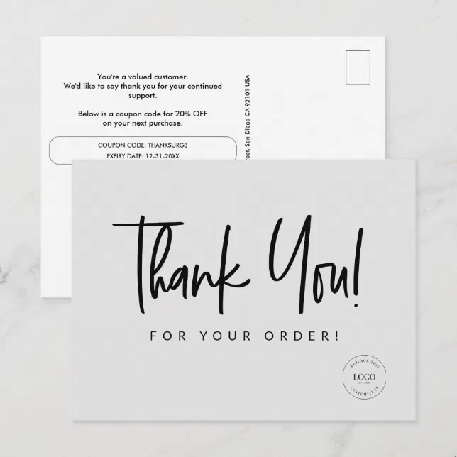 Simple Custom Coupon code Business Logo Postcard | Zazzle