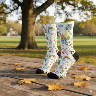 Simple Custom Design Children drawings Cute Socks