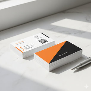 Simple Custom Design Modern Orange & Black Business Card