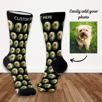 Simple Custom Dog Pet Photo Personalized Text Sock by colorfulgalshop at Zazzle