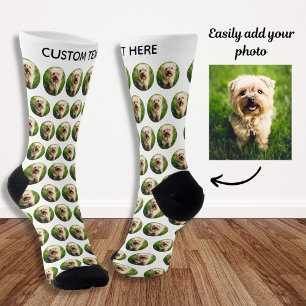 Simple Custom Dog Pet Photo Personalized Text Socks