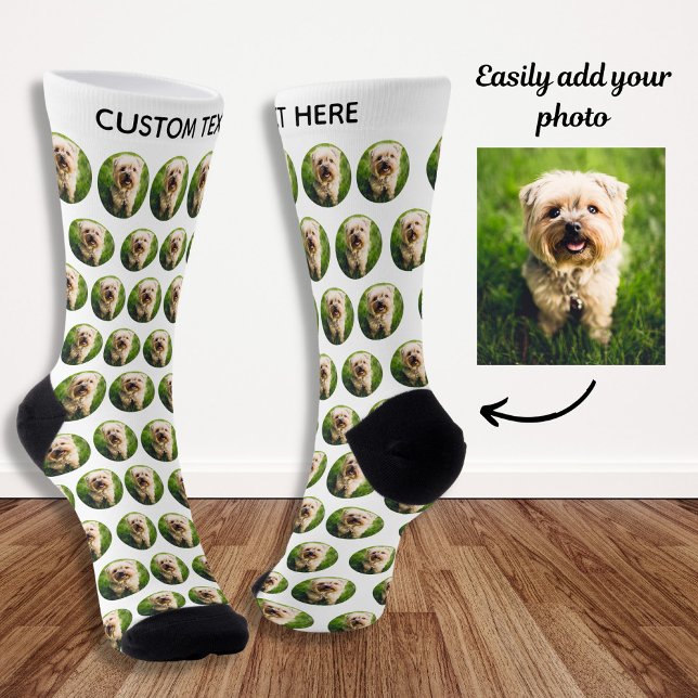 Simple Custom Dog Pet Photo Personalized Text Socks (Creator Uploaded)