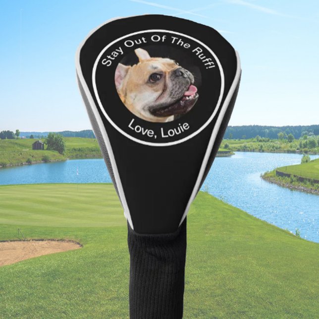 Simple custom dog photo golfer gift funny black golf head cover (Creator Uploaded)
