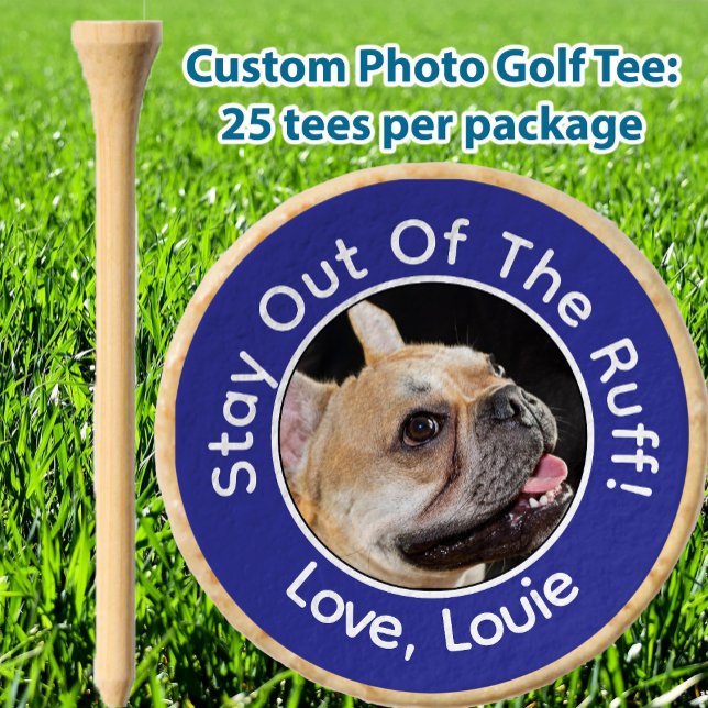 Simple custom dog photo golfer gift funny blue golf tees (Creator Uploaded)