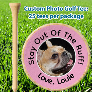 Simple custom dog photo golfer gift funny pink golf tees
