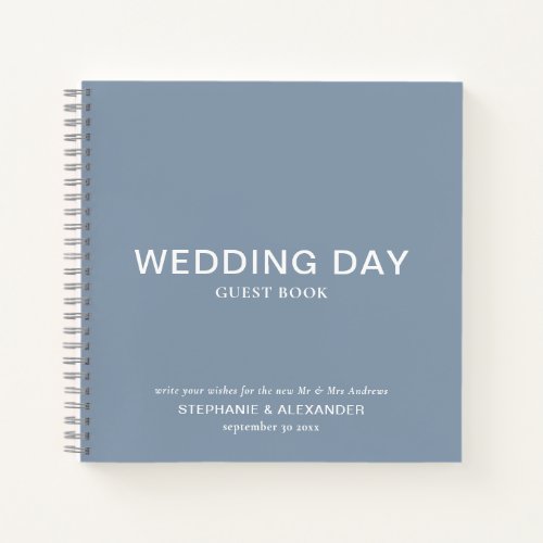 Simple Custom Dusty Blue Wedding Guest Book