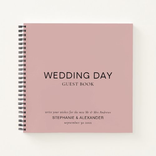 Simple Custom Dusty Rose Pink Wedding Guest Book