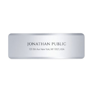 Simple Custom Elegant Modern Silver Return Address Label