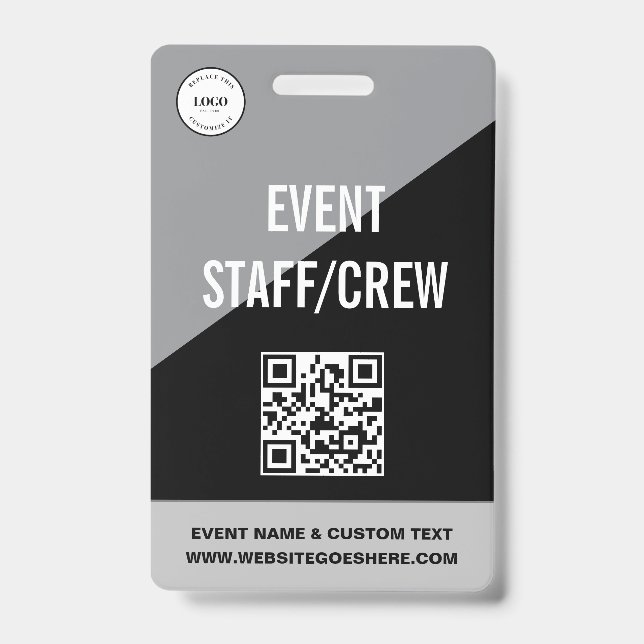 Simple Custom Event Staff Crew QR CODE Logo Badge (Front)