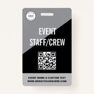 Simple Custom Event Staff Crew QR CODE Logo Badge