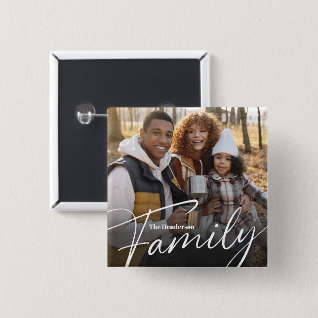 Simple Custom Family Photo Button (Front & Back)